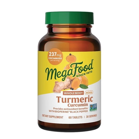 MegaFood Whole Body Turmeric Curcumin Minis - Black Pepper & Vitamin C - 30 Servings