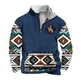 thumbnail image 2 of Sudadera sin capucha para hombre, informal, a la moda, con cuello alto, estampado, cremallera, jersey de manga larga, blusa de poliéster para hombre, 2 of 4