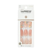 KISS imPRESS Medium Coffin Gel Press-On Nails, Glossy Light Pink, 30 Pieces