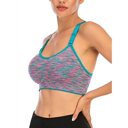 

YouLoveIt Strappy Women Sports Bra Active Racerback Paded Sports Bra Gym Workout Fitness Yoga Bra Removable Pads Activewear Fitness Sports Running Bra