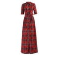 LWXQWDS Christmas Plaid Dress for Women Long Sleeve Button Down Belted