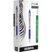 Zebra Z-Grip MAX Retractable Ballpoint Pen, Medium 1mm, Blue Ink, Silver Barrel, Dozen -ZEB22420