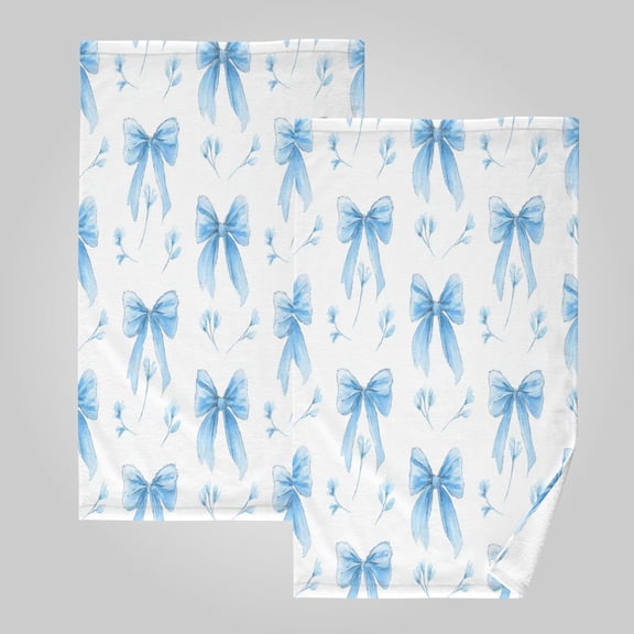 2 Pack 100% Cotton Towels Soft Absorbent Towel Set for Bathroom Beach Sports 16x28in Delicate Blue Bow Pairs