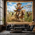 thumbnail image 6 of Corgi Sheriff on Pinto Horse Among Animals in Pasture, Playful Digital Art for Dog Lovers, Farm Decor, New Home Gift, Tapestry Wall Hanging for Bedroom and Living Room, 6 of 7