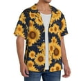thumbnail image 2 of Balery Navy Blue Plaid Sunflower Camisa Casual de Manga Corta con Botones para Hombre, Texturizada, Estilo Cubano, para Playa, Verano-Large, 2 of 5