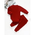 thumbnail image 4 of Hirigin Newborn Baby Boy Girl Clothes Ribbed Knitted Cotton Long Sleeve Romper Long Pants Solid Color Fall Winter Outfits, 4 of 7