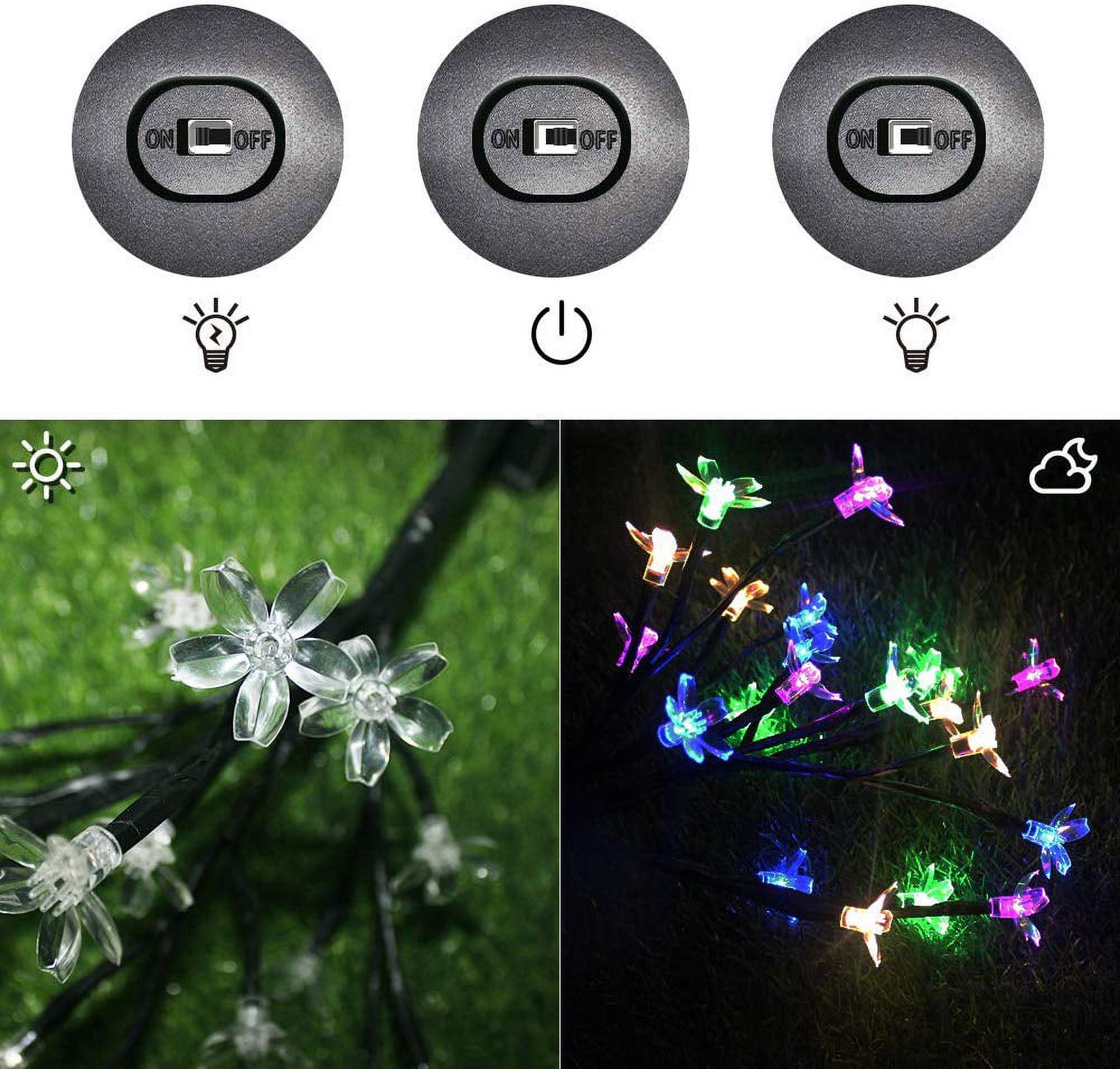 EpicGadget Solar Flower Fairy Light, Colorful Stainless Steel Solar Path Lights for Outdoor Landscape Lighting, Lawn, Patio, Yard, Walkway, Driveway, Garden (Colorful) (4 Pieces)