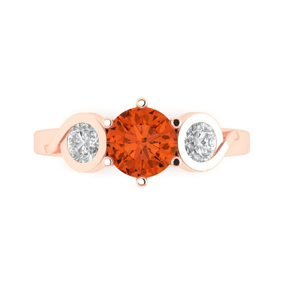 Three-Stone Engagement Ring for Women - 1.72ct Simulated Red Diamond in 14K Rose Gold Promise Ring