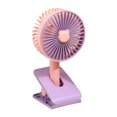 thumbnail image 1 of Mini ventilador con clip ABS plegable USB recargable silencioso pequeño ventilador de mano con luz de noche para mesa Conejito morado, 1 of 10