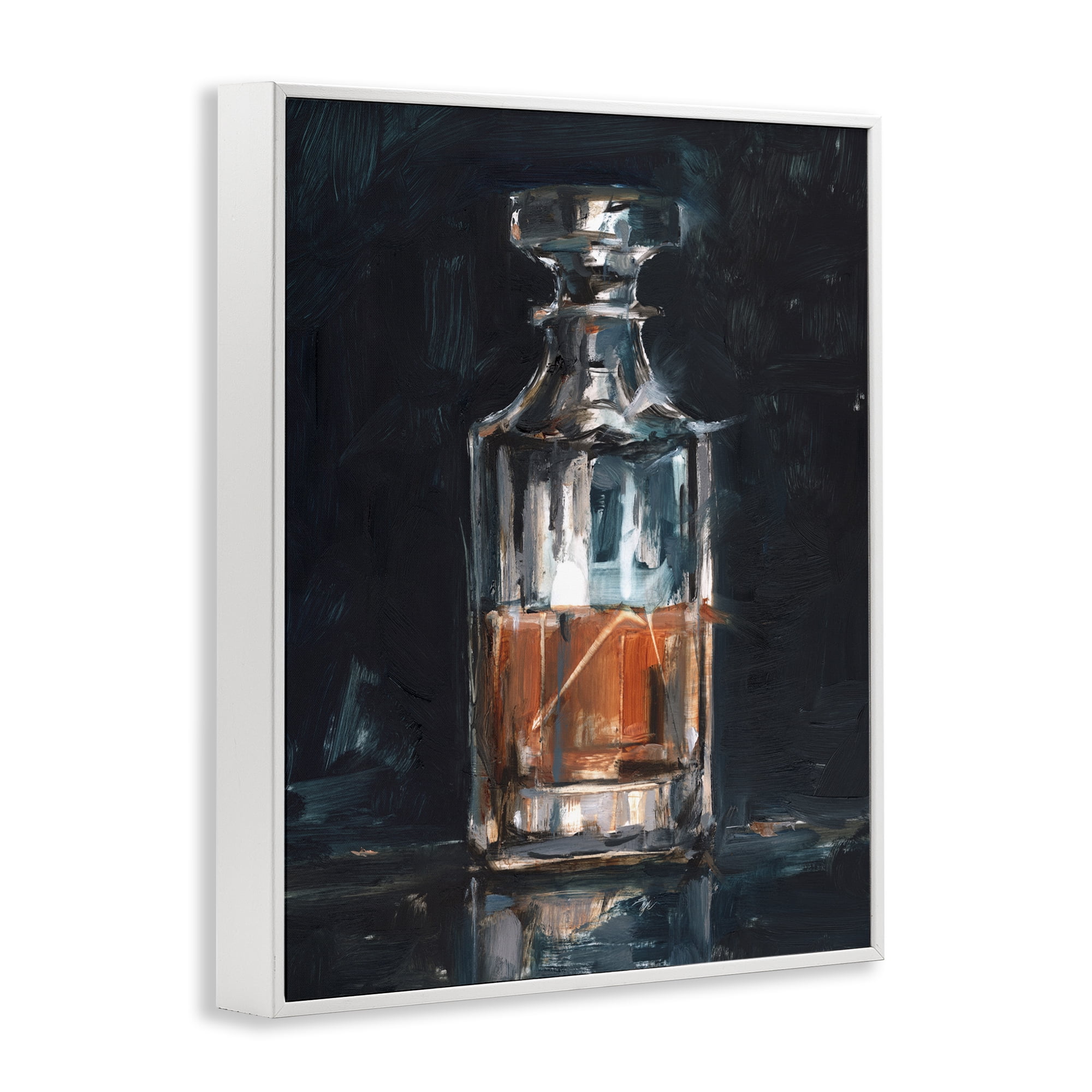 Stupell Industries Bar Whiskey Decanter Food & Beverage Painting White Framed Art Print Wall Art, 11 x 14