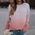 thumbnail image 2 of Jinhomg Womens Fashion Long Sleeve Tee Shirt Gradient Striped Print Casual Tshirt Loose Comfy Crewneck Holiday Tunics Limited Time Deal Pink XXL, 2 of 6