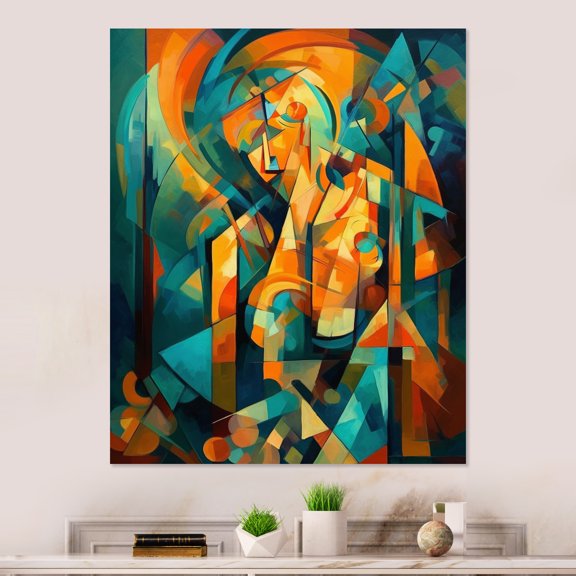 Designart "Abstracted Cubist Forms V" Abstract Cubism Metal Art Living Room
