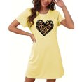 thumbnail image 5 of Sakmal Oversized Womens Nightgown Lightweight Yellow Comfy Sleep Dress Short Sleeve Short Leopard Print Crew Neck Nightgowns S-2XL, 5 of 5
