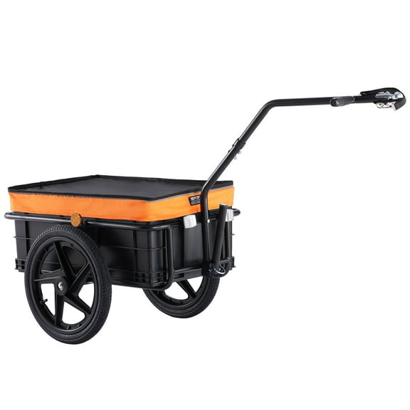 VEVOR Bike Cargo Trailer, 88 lbs Load Capacity, Heavy-Duty Bicycle Wagon Cart, Foldable Compact Storage with Universal Hitch, Waterproof Cover, 16" Wheels, Safe Reflectors, Fits 24"-28" Bike Wheels