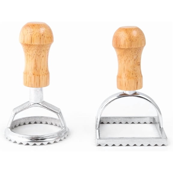 Ravioli Maker Stamps With Wooden Handles, Fluted Round And Square Shapes, For Homemade Pasta, Cookies, Everyday Meals, And Holidays(wwx)