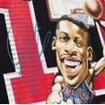thumbnail image 4 of Men's Mitchell & Ness Dennis Rodman Black Detroit Pistons Hardwood Classics Caricature T-Shirt, 4 of 4