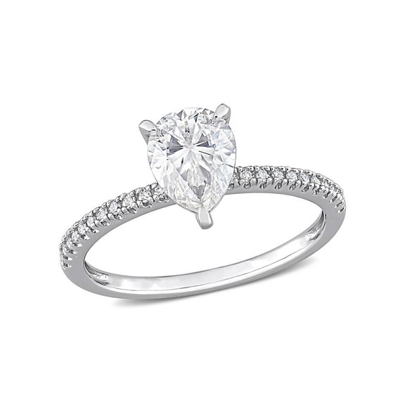 Everly Women's Created Moissanite 14K White Gold Engagement Ring