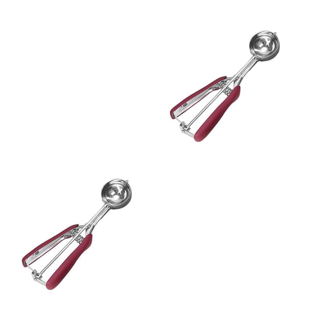 Billuyoard Cuchara para helado de acero inoxidable, cuchara para de galletas, fruta, patata, sandía, bola para cavar, cuchara con mango de Vino rojo 5cm 2Conjunto
