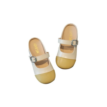 

SIMANLAN Kids Mules Summer Clogs Beach Flat Sandals Child Strap Buckle Shoes Girls Slip On Mule Sandal Yellow 2Y