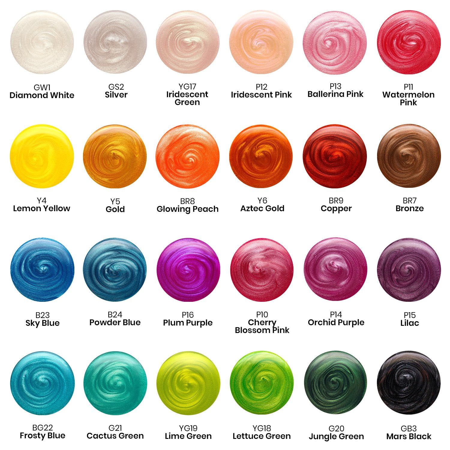 Arteza Watercolor Paint, Metallic Finish, Multicolor, Set of 24, Half Pans