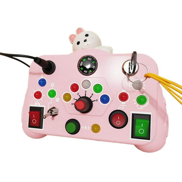Tablero de interruptores LED, juguete sensorial, material didáctico, actividades, interruptor, enchufe, tablero de actividades para niños, juguete de conejo