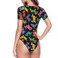 thumbnail image 4 of Balery Colorful Geometric Dog Women's Short Sleevee Crew Neck Bodysuit Tops Short Sleeve Tops Basic-Large, 4 of 9