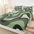thumbnail image 3 of jejeloiu Modern Geometric Desgin Queen Sheet Sets,Minimalist Stripes Lines Flat Sheet,Green Black Queen Fitted Sheet For Teens,Luxury Bedroom Decor,4pcs, 3 of 7