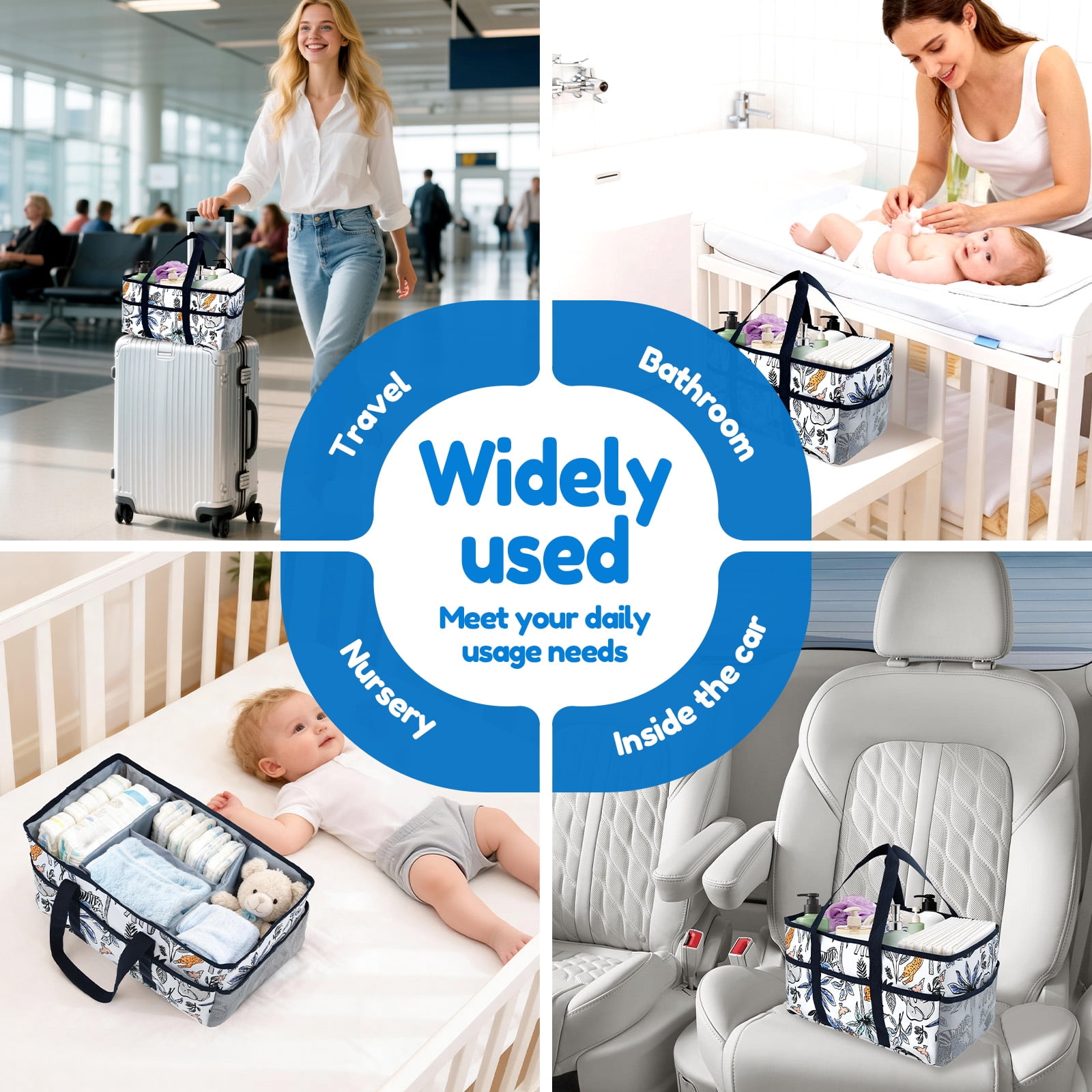 Diary Nappy Caddy Organiser Baby Diaper Caddy for Nappy Station Storage Basket for Newborn Essential Baby Shower Present for Girl Boy