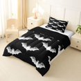 thumbnail image 2 of Feelyou Halloween Bat Silhouette Twin Comforter Sets, Spooky Monochrome Animal Bedding Set, Black White, Black Reversible, 2 Pieces, 1 Comforter and 2 Pillowcases, 2 of 7