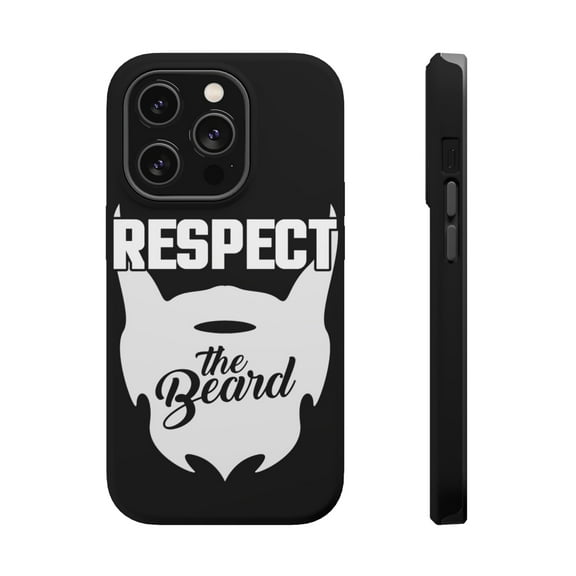 DistinctInk Tough Case for Apple iPhone 15 PRO (6.1" Screen), Compatible with MagSafe Charging - Respect the Beard