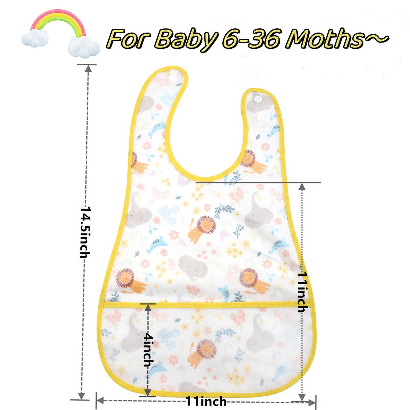 Baby bibs Waterproof Toddler bib - Feeding bib with Pocket for Infant Boy Girl Washable 6-36M