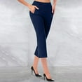 thumbnail image 5 of Uqiangy Capri Pants for Women Dressy Pull On Stretch High Waisted Crop Work Leggings with Pockets igh Waisted Pull On Dress Pants Slim Straight Leg Stretchy Waist Capris Trousers Pants Navy L, 5 of 6