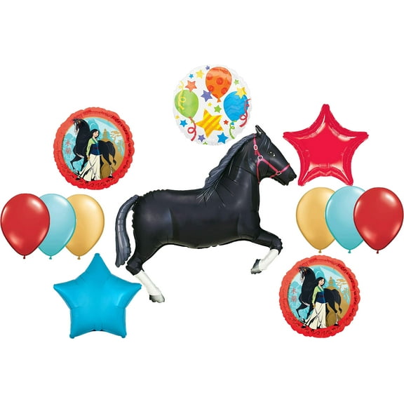 Mulan Birthday Balloon Bouquet Party Supplies and Black Horse Decorations