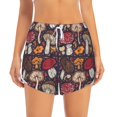 thumbnail image 2 of Balery Forest Wild Mushroom Pantalones cortos deportivos para mujer con forro y dos bolsillos, elásticos, para entrenamiento, gimnasio, yoga-Small, 2 of 7