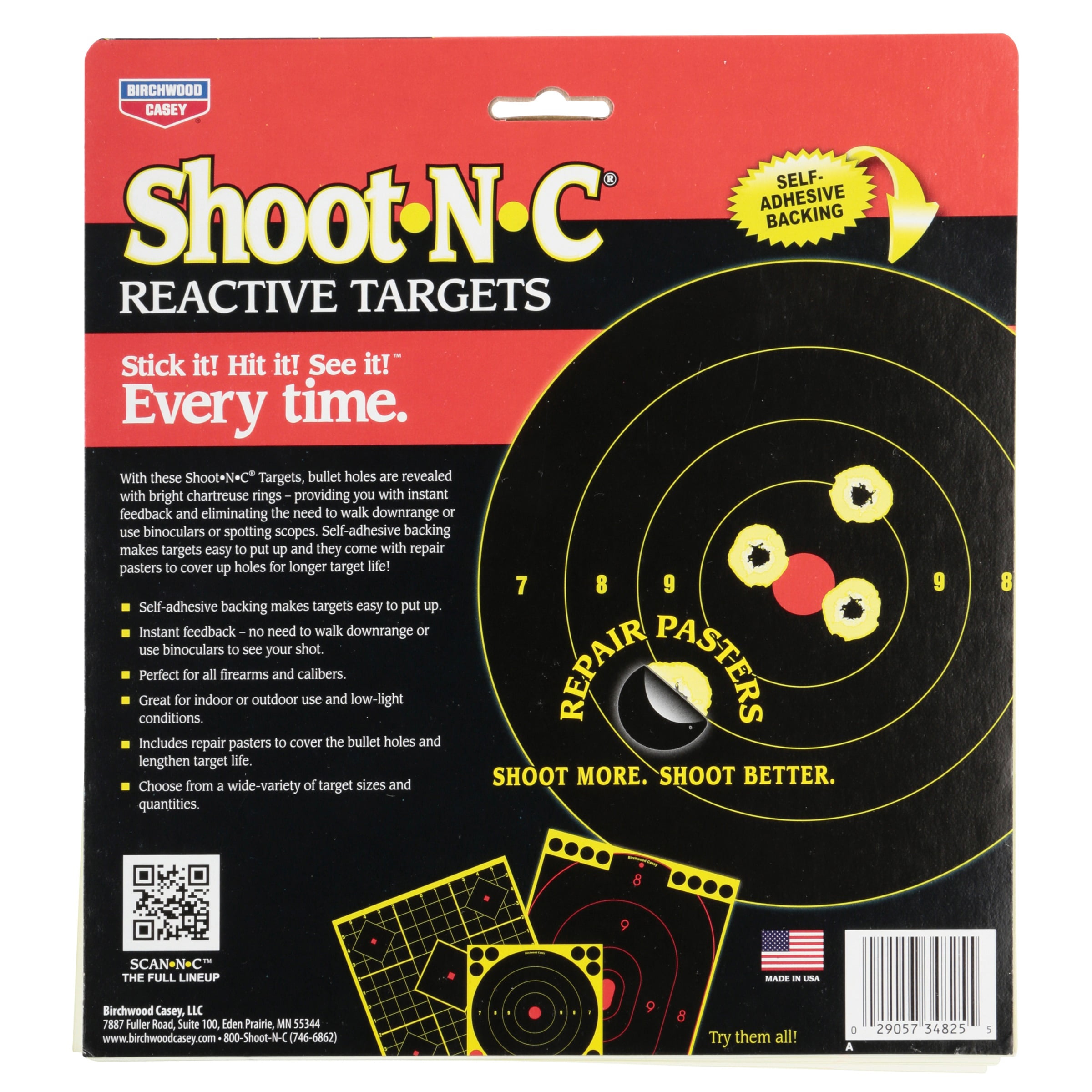 New Birchwood Casey Shoot-N-C Targets Silhouette High Visibility Resettable Indoor//Outdoor Excellent