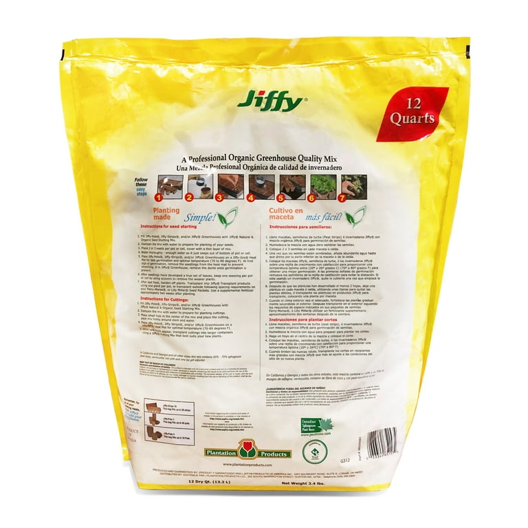 Jiffy Natural & Organic Seed Starting Soil, 12 QT - Seedling