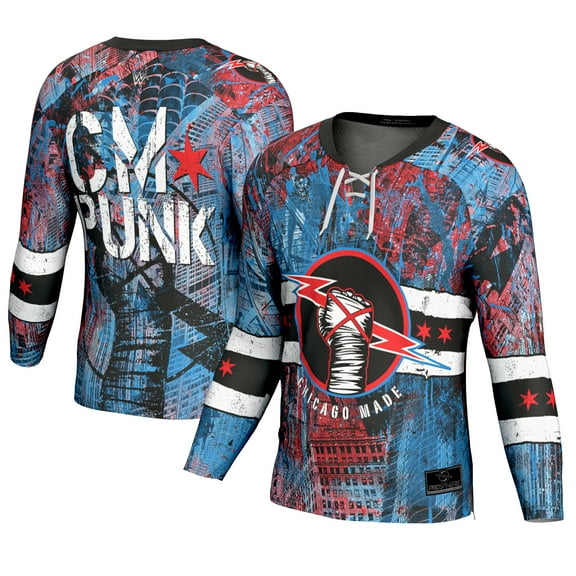 Men's ProSphere Black CM Punk Chicago Made Hockey Fashion Jersey