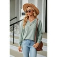thumbnail image 6 of Anbech Vneck Women Solid Color Shirt Buttons Long Sleeve Blouse Casual Fashion Tops, 6 of 9