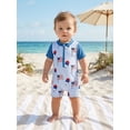thumbnail image 3 of BemeyourBBs Kids Toddler Baby Boy 4th of July Swimsuit Independent Day One Piece Swimsuit Infant Boy Bathing Suit Short Sleeve Rash Guard American Flag Popsicle Swimwear Summer Beachwear, 3 of 9
