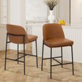 thumbnail image 3 of Bar Stools - Modern Fabric Upholstered with Back, Armless Design, Metal Legs for Kitchen Island and Dining Room Bar, 25 Inch, Set of 2,Brown, 3 of 16