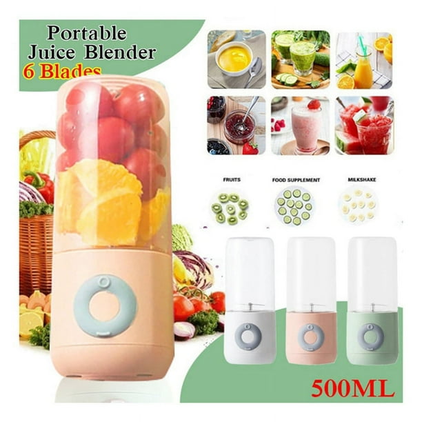 Licuadora portátil de 500 ml, mini exprimidor de 6 cuchillas, licuadora eléctrica USB, exprimidor de frutas y verduras, máquina exprimidora B