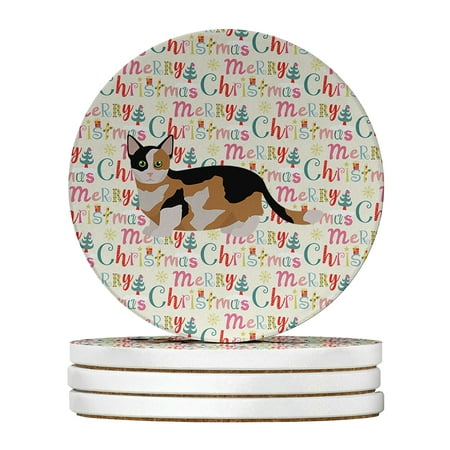 

Munchkin Cat Christmas Large Sandstone Coasters Pack of 4 4 in x 4 in