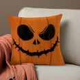 thumbnail image 4 of Halloween Jack O Lantern Decorative Throw Pillow Covers 18 x 18 Set of 4, Spooky Face Mummy Black Cat Fran.kens-tein Cushion Case Decor, Holiday Home Decoration for Sofa Couch, 4 of 5