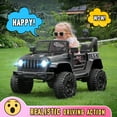 thumbnail image 3 of Funcid 12V 7AH Kids Powered Ride on Truck Car with Parent Remote Control, Bluetooth Music, Spring Suspension, LED Lights - Black, 3 of 10