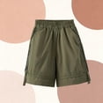 thumbnail image 5 of Girls Elastic Waist Shorts Boys Solid Color breathable Bermuda Shorts Workwear Casual side zipper mesh baggy Shorts Children Summer Thin outdoor Travel Shorts Green 13-14Y, 5 of 5
