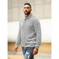 thumbnail image 3 of Colsmile Men Cable Knit Shawl Collar Sweater, Double Button Mock Neck Pullover, Soft Stretch Warm Knit Jumper for Fall Winter Casual Daily Wear, 3 of 10
