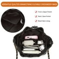 thumbnail image 3 of Poppy Womens Leather Quilted Crossbody Bag Handbags Purses Drawstring Bucket Shoulder Bag Satchels Messenger Bag, 3 of 9