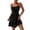 Black, variant on Busydd Summer Dresses for Women Fashion Ruched Spaghetti Straps Sun Dresses Women Solid Color Sleeveless Square Neck Mini Dress L