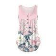 thumbnail image 3 of NAMTYQX Summer Tops for Women Plus Size Sleeveless Boxy Fit Trending Button Vneck Casual Graphic Shirts for Women Trendy Pink Size M, 3 of 5