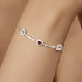 thumbnail image 4 of Gem Stone King Keren Hanan Round Heart Princess Cut Red Garnet Created Moissanite 925 Sterling Silver Tennis Bracelet for Women (2.88 cttw, Fully Adjustable up to 9 inch), 4 of 4